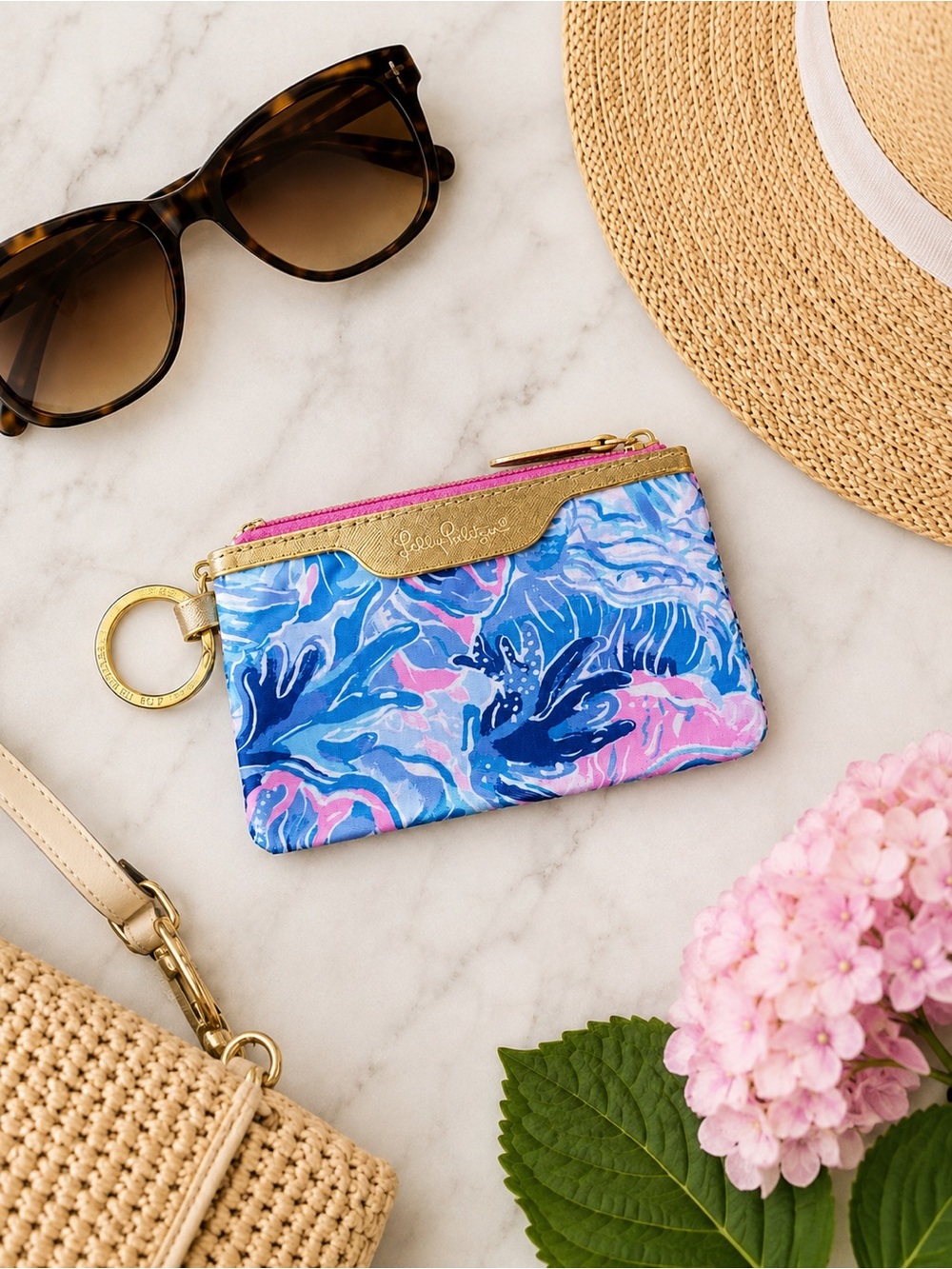 Lilly Pulitzer Floral Key ID Coin Pouch
